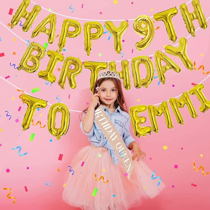 Gold Happy Birthday Balloon Banner Set -16" Foil Letters Balloons | 76pcs - Image 6