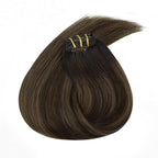 Ve Sunny Clip in Hair Extensions Dark Brown Balayage Medium Brown Real Hair Extensions Clip in Human Hair 14inch Human Hair Clip in Extensions Black Woman 100g