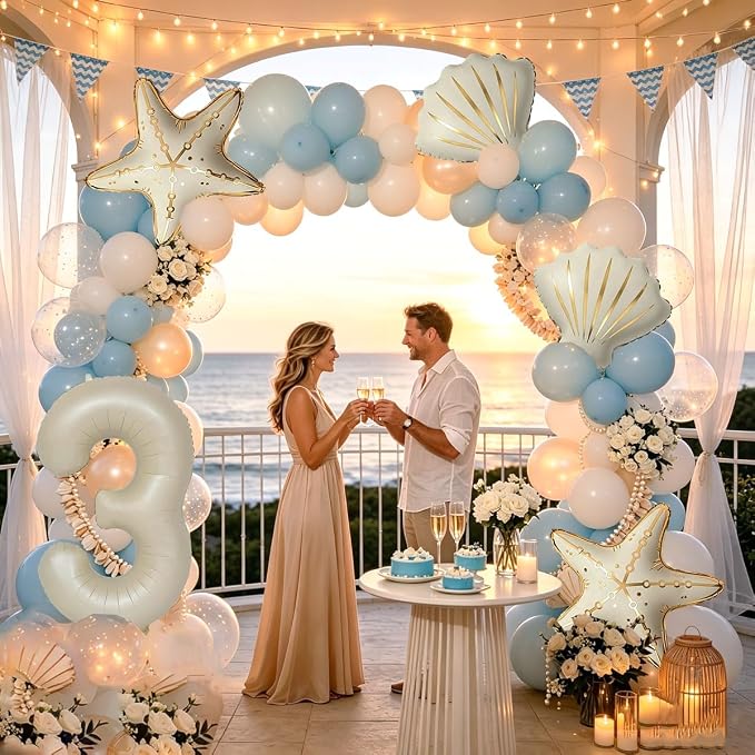 5 Pcs Starfish Seashell Balloons Set Under the Sea Party Decorations | 40 Inch - Image 4