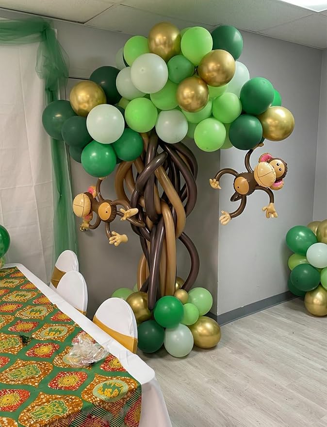 Green and Gold Balloons, Jungle Safari Party Decor | Different Shades Green - Image 8