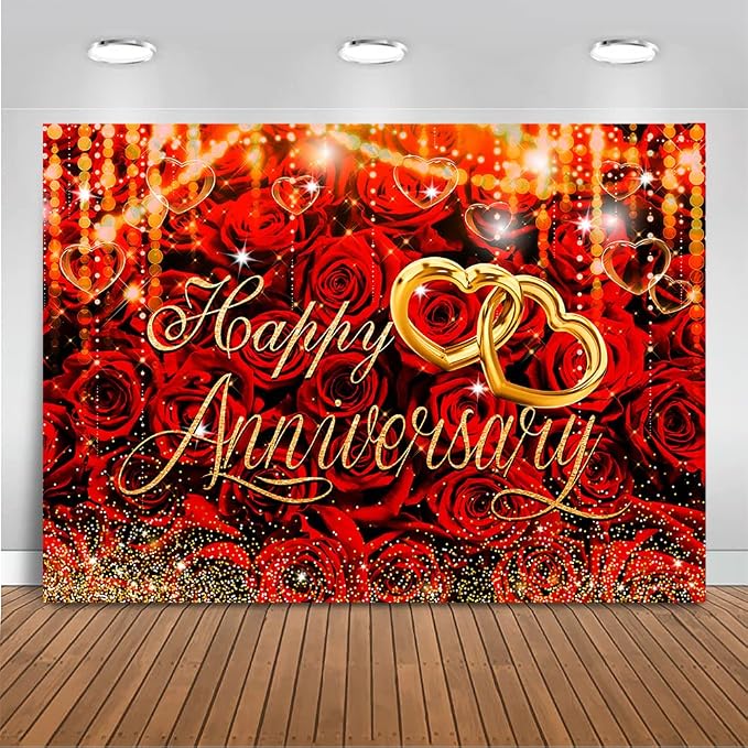 Mocsicka Happy Anniversary Backdrop Wedding Together Anniversary Party by Mocsicka