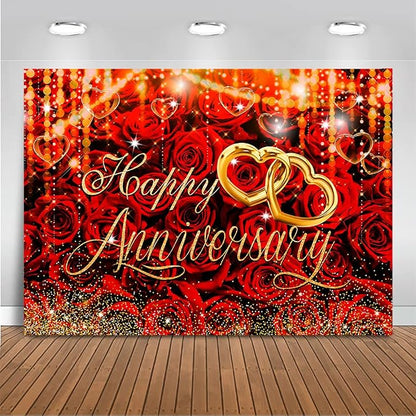Mocsicka Happy Anniversary Backdrop Wedding Together Anniversary Party by Mocsicka