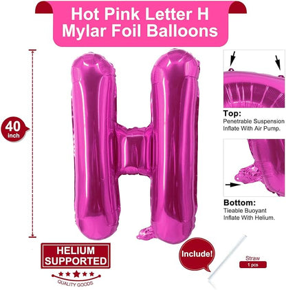 Lovoir 40 Inch Large Hot Pink Letter H Balloons Big Size Jumbo Mylar Foil - Image 2