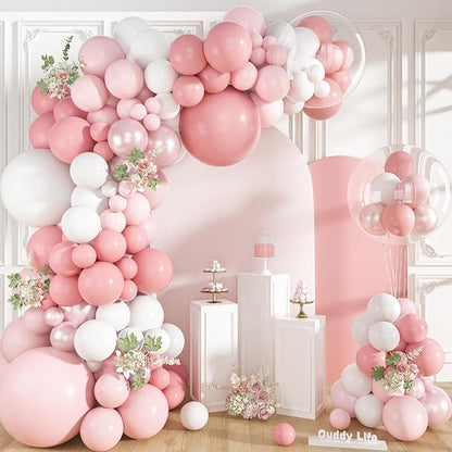 152Pcs Pink Balloons Arch Garland Kit Different Size | Light Pink and White by OUDDYLIFE