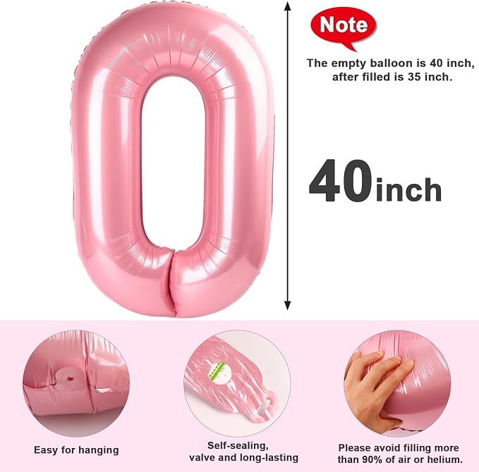 Large Number 0 Balloons Pearl Pink Birthday Party Decorations - Image 5