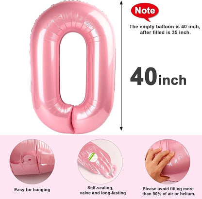 Large Number 0 Balloons Pearl Pink Birthday Party Decorations - Image 5