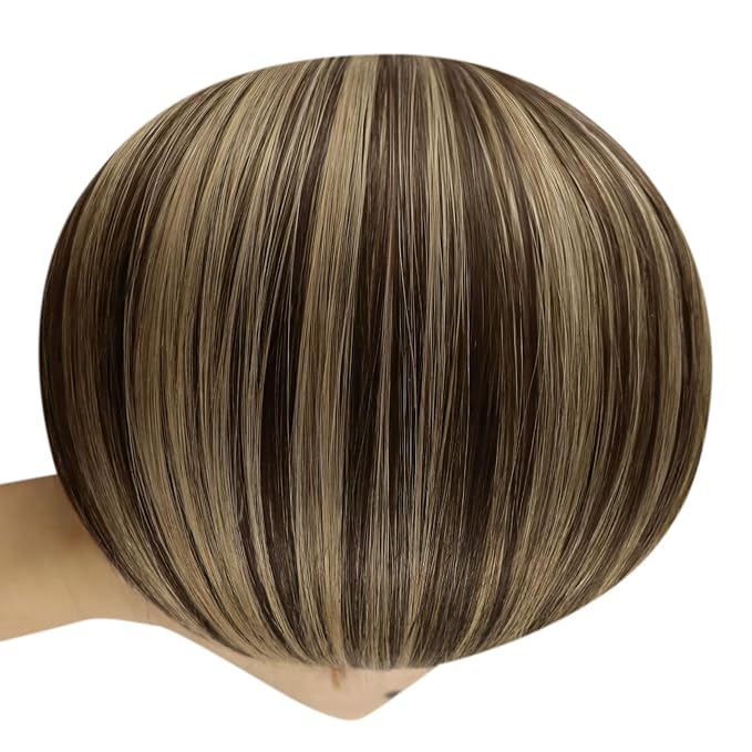 YoungSee 130G Wire Hair Extensions for Women Highlight Dark Brown with Blonde Wire Hair Extensions Dark Brown Fish Line Hair Extension Remy Hair 22inch