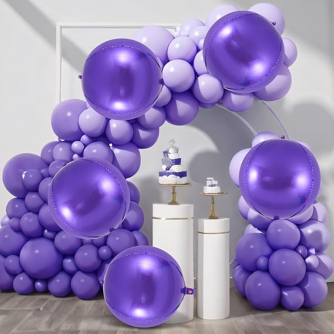 Metallic Purple Balloons, 22 Inch Large Sphere Round Balloons - Image 2