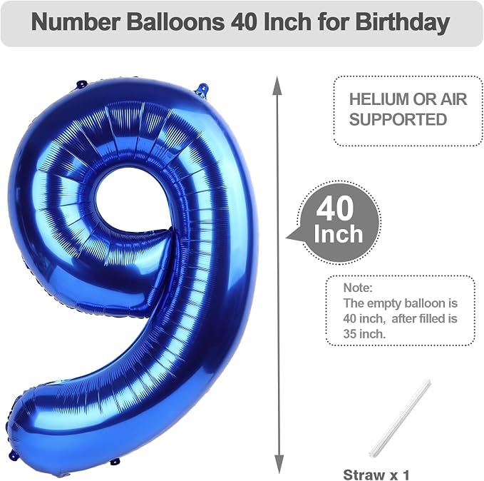 Number Balloons 40 Inch Blue 8 Balloon - Image 5