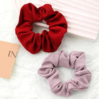 2-Piece Women's Winter Volumizing Hair Tie - Knitted Plush Hair Tie, Thickened Elastic Hairband, Suitable for Ponytails, Comfortable Hair Accessory (Red)