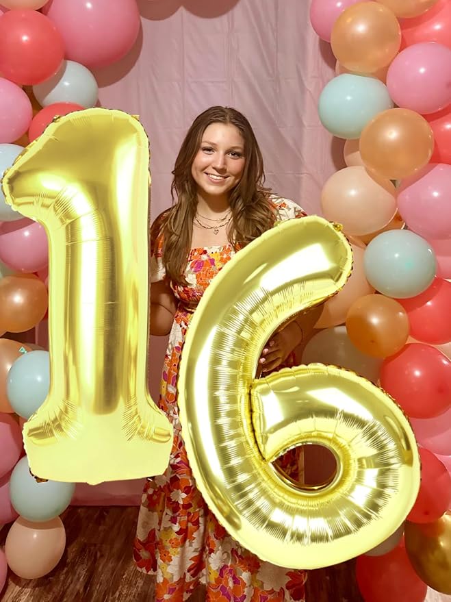 1 Balloon Number 40 Inch Light Gold Balloons - Image 3