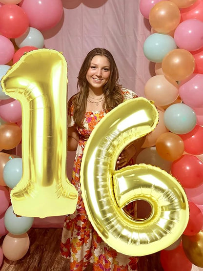 1 Balloon Number 40 Inch Light Gold Balloons - Image 3