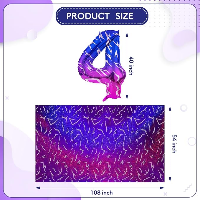 2pcs Purple Demon 54''x108'' Birthday Tablecloth and 40 Inches Number 4 Hunters - Image 4