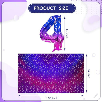 2pcs Purple Demon 54''x108'' Birthday Tablecloth and 40 Inches Number 4 Hunters - Image 4