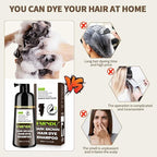 Dark Brown Hair Dye Shampoo, 3 in 1 Instant Hair Color with 15 Min Gray Coverage, Natural Semi-Permanent Herbal Shampoo for Men & Women