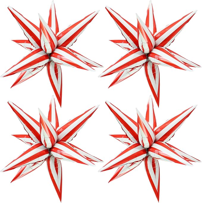 Red White Star Burst Balloons Circus Balloons Carnival Themed Party Decorations by Enimapod