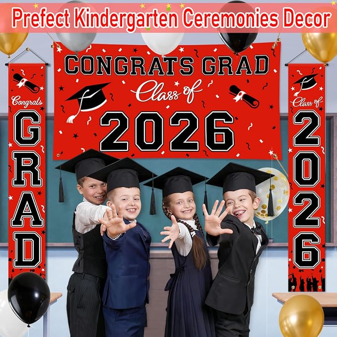 WOHOHOHO 23Pcs Graduation Decorations 2026 Set, Class of 2026 Backdrop - Image 4