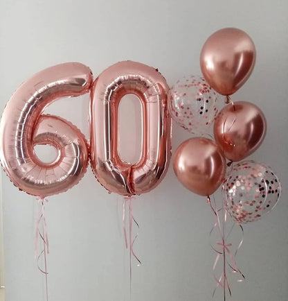 40 Inch Rose Gold 60 Number Balloons Giant Jumbo Huge 60 Foil Mylar Helium - Image 3