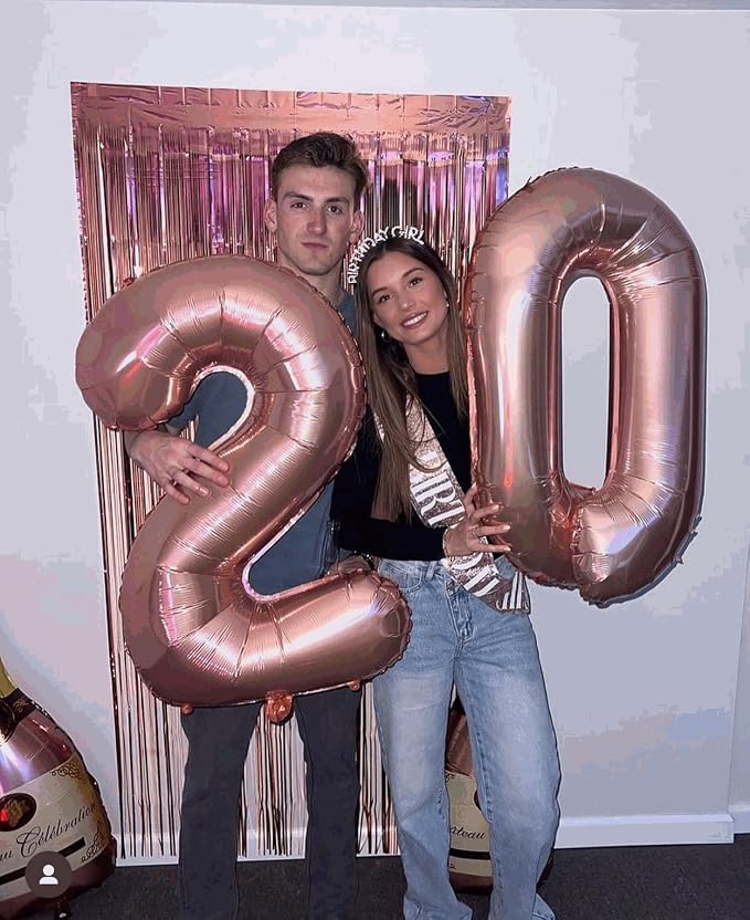 6 Balloon - Rose Gold Birthday Number Balloons, 40 Inch Party Decorations | - Image 3