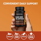 Black Seed Oil Capsules with Ginger Root Extract for Digestive Health & Immune Support - Cold Pressed Black Cumin Seed Oil & Ginger Supplement - 60 Count - Vegan, Non-GMO, Unflavored - 1 Month Supply