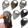 6 Pack Hair Scarf Headband for Women Elastic Bandana Head Scarf Large Boho Triangle Kerchief with Clips Non Slip Scarves