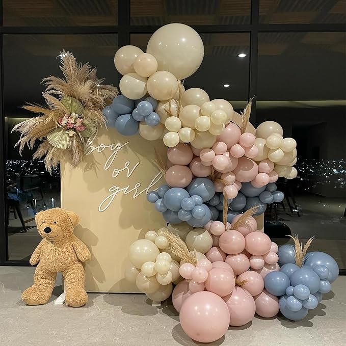 Gender Balloon Garland Arch Kit, Dusty Pink and Blue White Sand Balloons Boho - Image 6