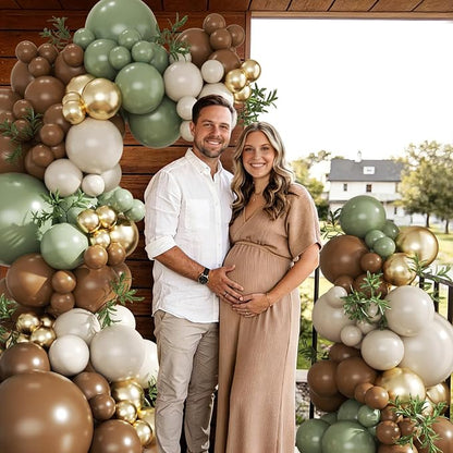 Sage Green Brown Balloon Arch Kit - Image 3