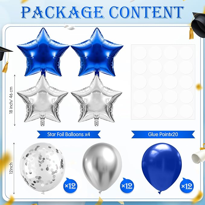 Lunmon 4 Set Navy Blue Silver Balloon Centerpieces - Image 2