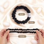 4 Pcs Silk Hair Ties, 22 Momme 100% Mulberry Hair Band, Silk Scrunchies for Women and Girls, 6A Grade No Damage Ponytail Holders (0.4in Width, Black)