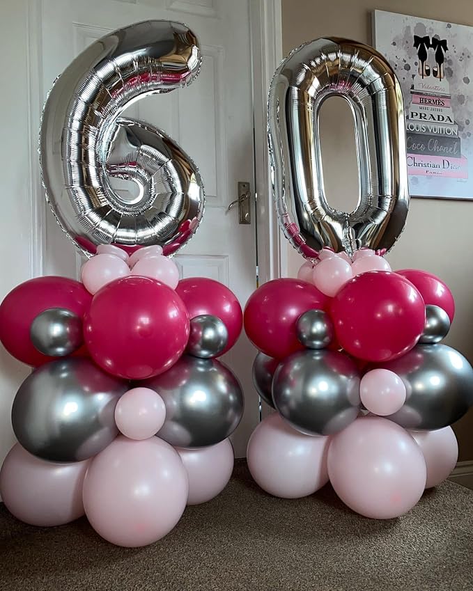 40 Inch Silver 60 Number Balloons Giant Jumbo Huge 60 Foil Mylar Helium Number - Image 7