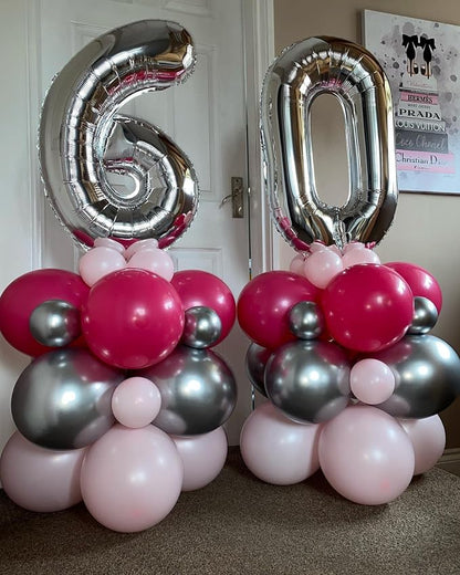 40 Inch Silver 60 Number Balloons Giant Jumbo Huge 60 Foil Mylar Helium Number - Image 7
