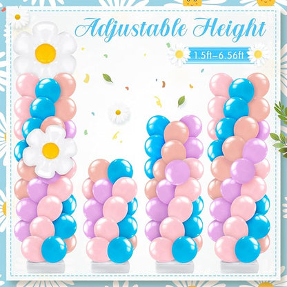 Kasyat 2 Sets Blue Dog Balloon Column Stand Kit Pastel Pink Purple Blush Dasiy - Image 5