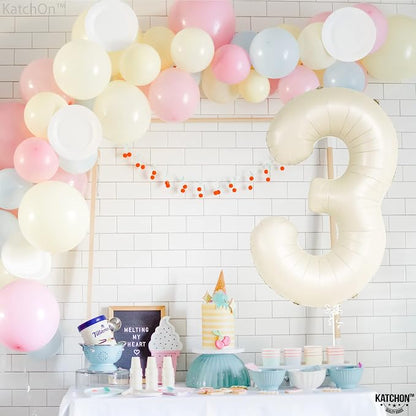 KatchOn Cream White Number 3 Balloon Neutral 40 Inch | Three Balloon, 3 Balloon - Image 3