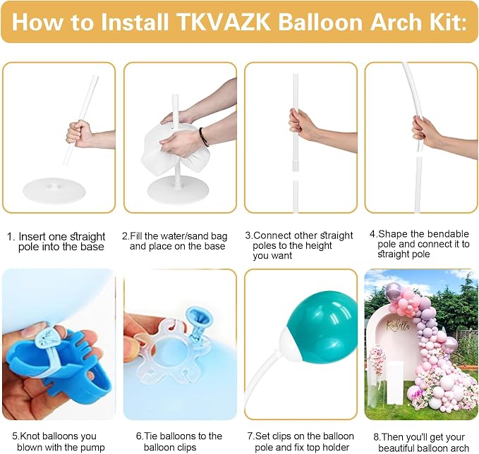 Balloon Arch Kit, Bendable 8FT and 6FT Balloon Arch Stand - Image 4