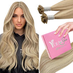 YoungSee U Tip Hair Extensions Blonde Highlight Remy Human Hair Utips Extensions Blonde U Tips Hair Extension Human Hair Highlight Ktip Hair Extension for Women Hot Fusion 20In 1G/S 50G