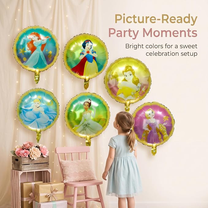 8pcs princess Foil Balloons Theme Birthday Party Supplies 8pc Balloon Bouquet - Image 5
