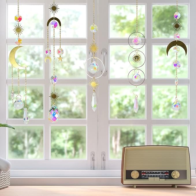 6Pieces Colorful Crystals Suncatcher Hanging Sun Catcher - Image 2