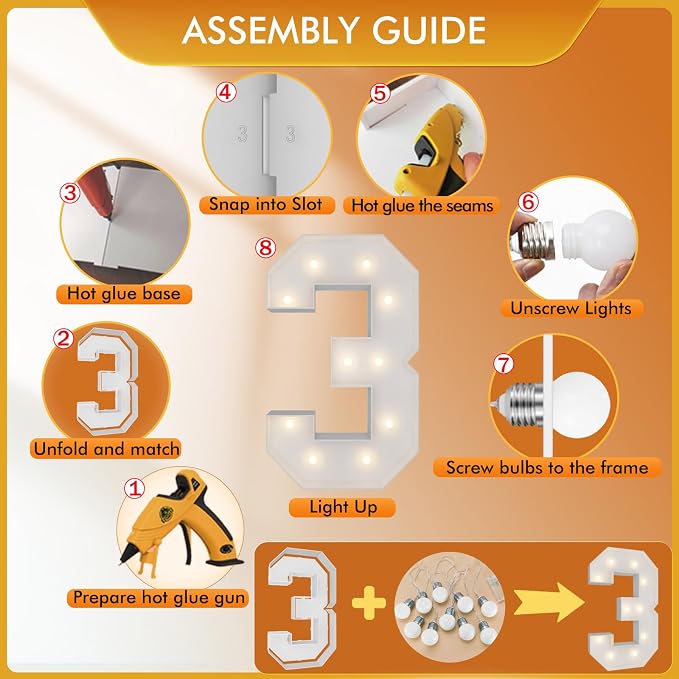 3FT Light Up Numbers Letters, Mosaic Numbers - Image 3
