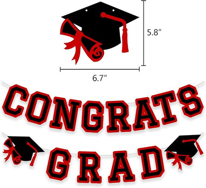 Congrats Grad Banner Graduation Party Banner Decoration Hanging Garland High - Image 2
