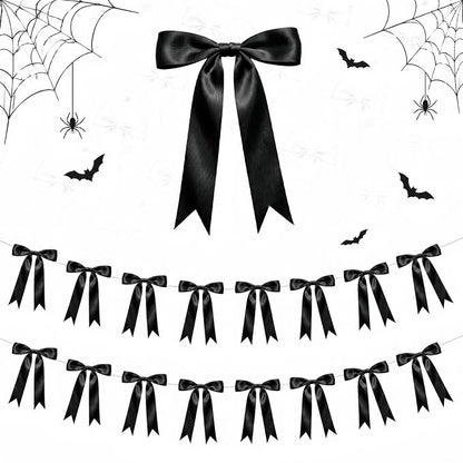 2 Strings Black Bow Garland Banner Decorations by HILAVO
