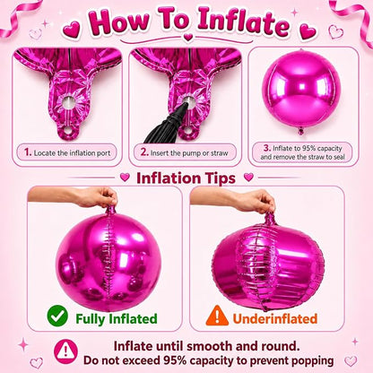Hot Pink and Rose Round Foil Balloons - Image 4