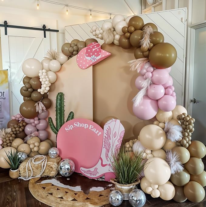 Pink Brown Balloon Arch Garland Kit, Cowgirl Rodeo Balloons Dusty Blush Light - Image 7