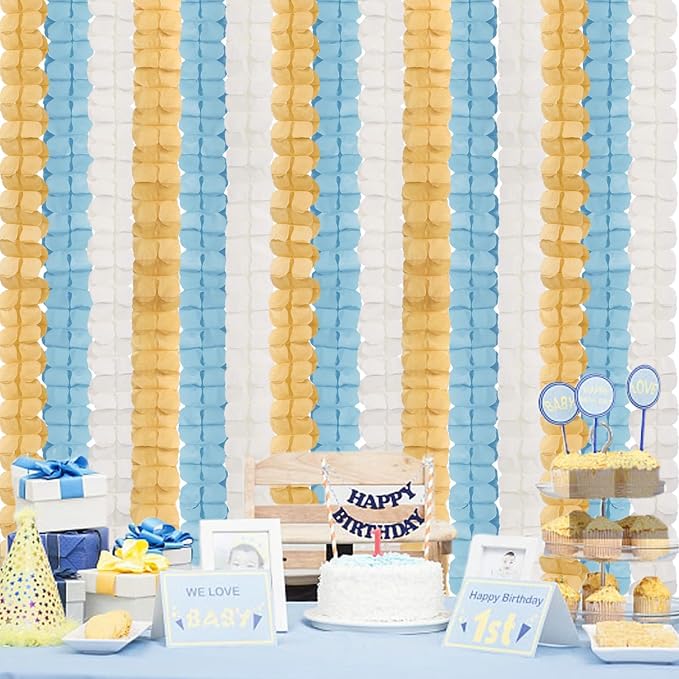 Light-Dusty Blue Beige-Gold Party Decorations - Image 6