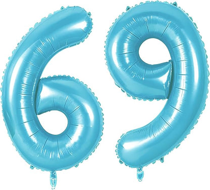 Number 69 Balloons for 69th Birthday Party Decorations, 0-100 Large No.69 by Joycard