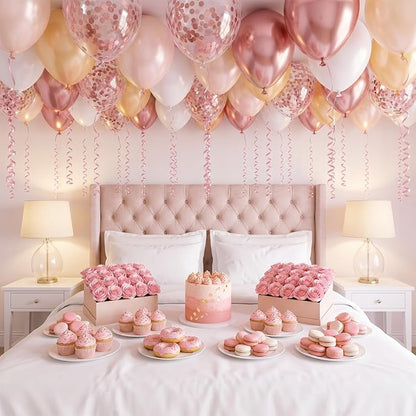 Rose Gold Balloons, 12Inch Metallic Pearl Rose Gold and White Balloons - Image 8