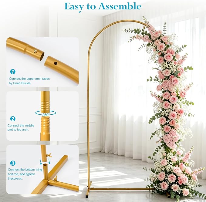 6.6 FT Metal Arch Backdrop Stand, Balloon Arch Stand, - Image 4