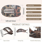 Large Flat Hair Clips Oval Claw Clips for Women Girls Thick Medium Thin Hair 4 Pcs Strong Hold Barrettes Duckbill Hair Accessories Leopard Tortoise Shell Matte Solid Neutral Color (4pc mix -5)
