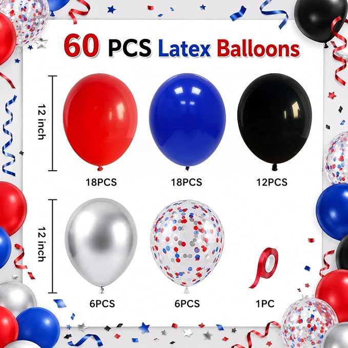 Red Blue Silver Balloons - Image 2