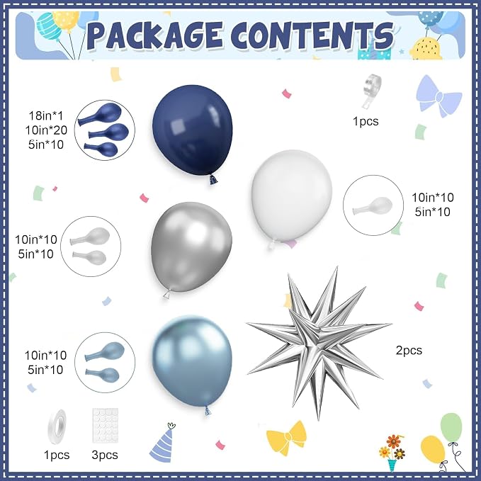 Blue Silver Balloon Arch Kit - Image 3