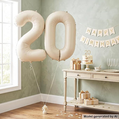 40" Beige Foil Number 20 Balloon - Image 4